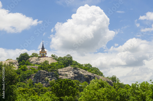 Wat Phra Putthachai, temple on cliff, Saraburi, Thailand photo