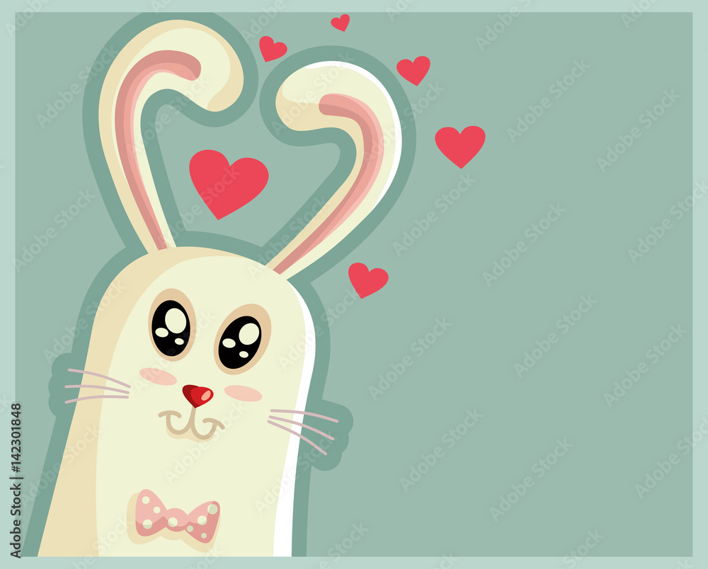 Obraz premium Cute Easter Bunny with Heart Shaped Ears