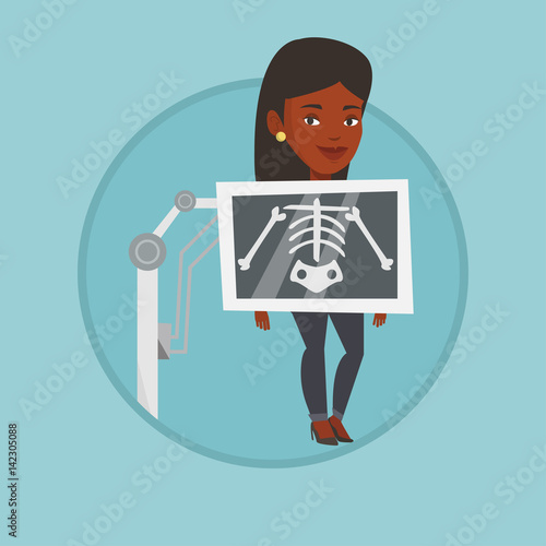 Patient during x ray procedure vector illustration