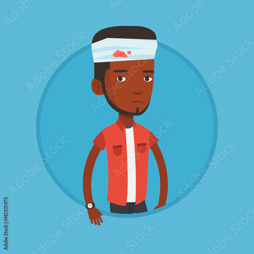 Man with injured head vector illustration.