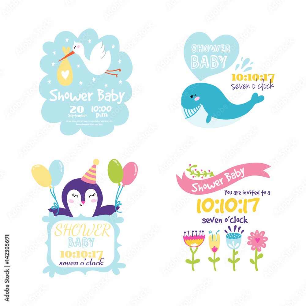 Baby shower badge happy mothers day insignias logotype sticker stamp ...