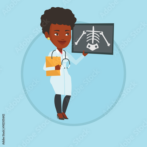 Doctor examining radiograph vector illustration.