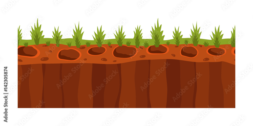 Fototapeta premium Cross section ground slice isolated some piece nature outdoor ecology underground and freestanding render garden natural geologist earth vector illustration.