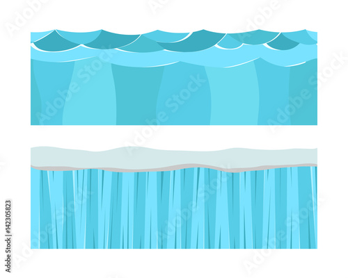 Cross section blue water slice isolated some piece nature outdoor ecology underground and freestanding render garden natural geologist earth vector illustration.