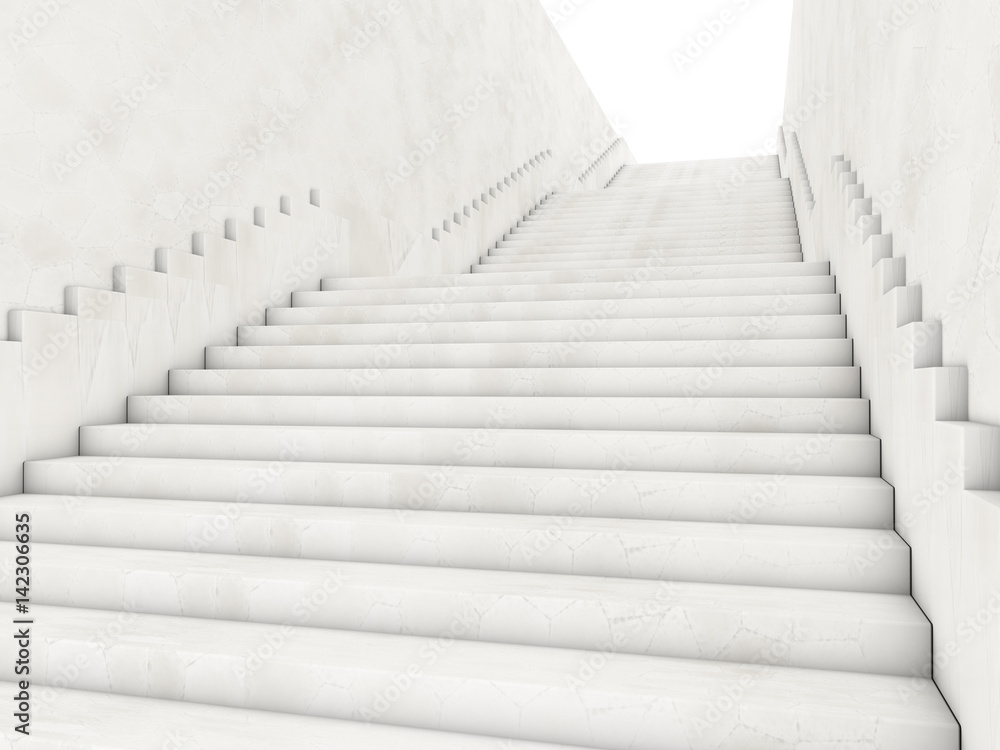 Architectural concept with stairs. 3D rendering Stock Photo | Adobe Stock