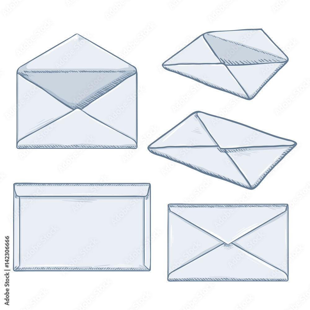 Vector Set of Cartoon White Envelopes. Vector Set of Cartoon White Envelopes.