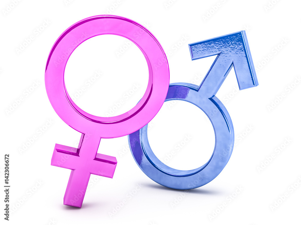 Gender symbols of man and woman. 3D rendering Gender symbols of man and woman. 3D rendering