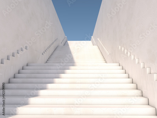  Architectural concept with stairs. 3D rendering © polesnoy