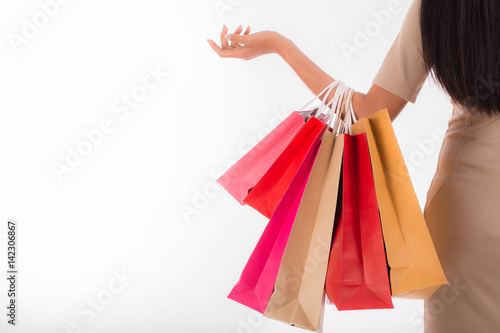 women happy with her shopping bags