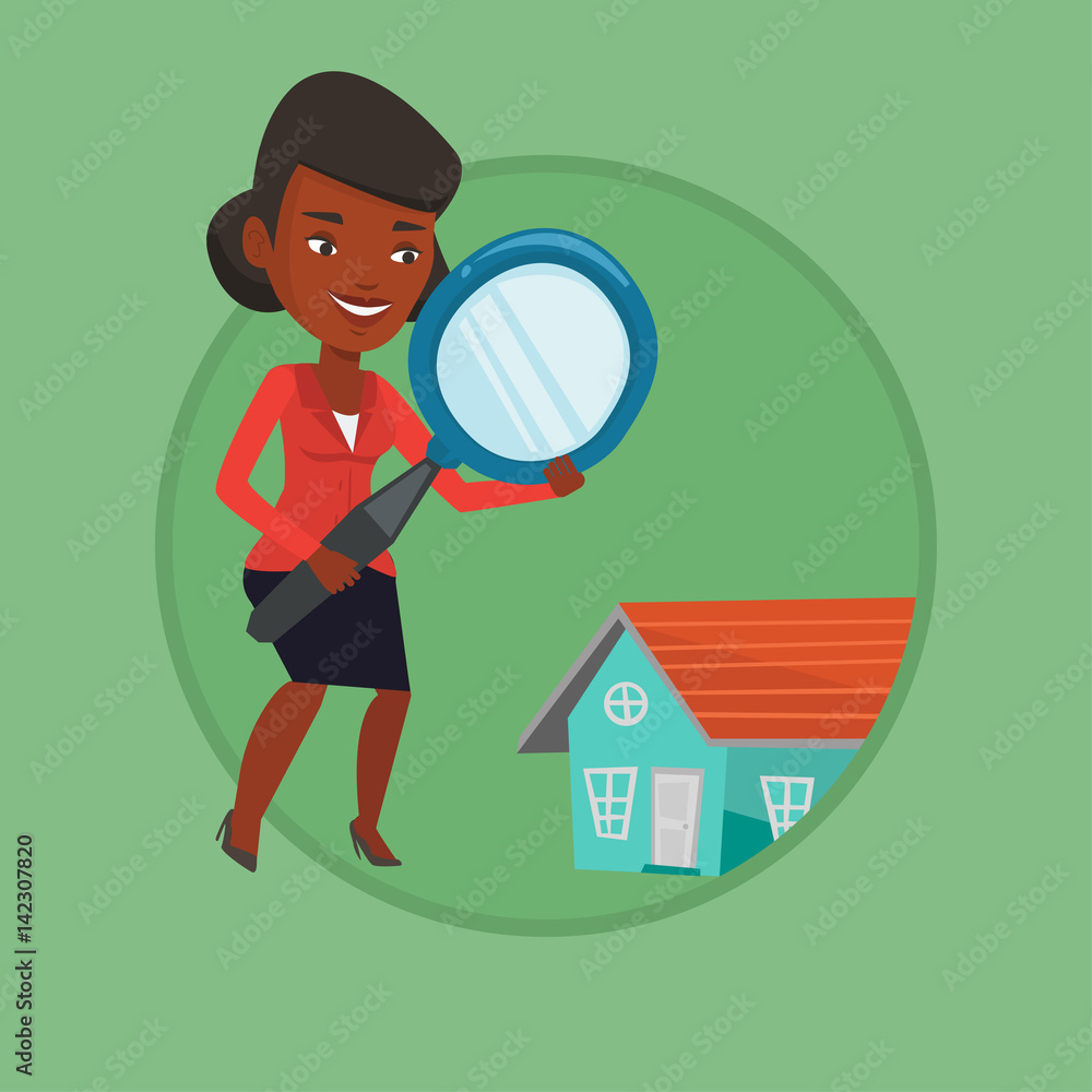 Woman looking for house vector illustration. Woman looking for house vector illustration.