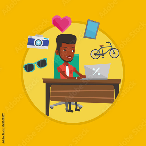 Man shopping online vector illustration.