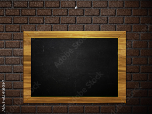 Chalkboard hang on brick wall