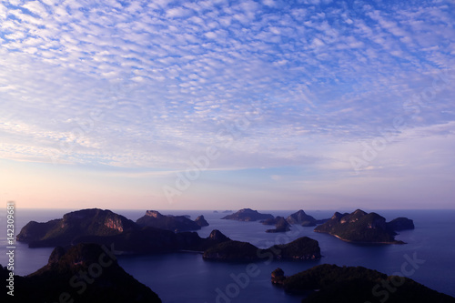 Evening blue sky with archipelago views of Ang Thong Island,Thailand. 