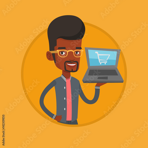 Man shopping online vector illustration.