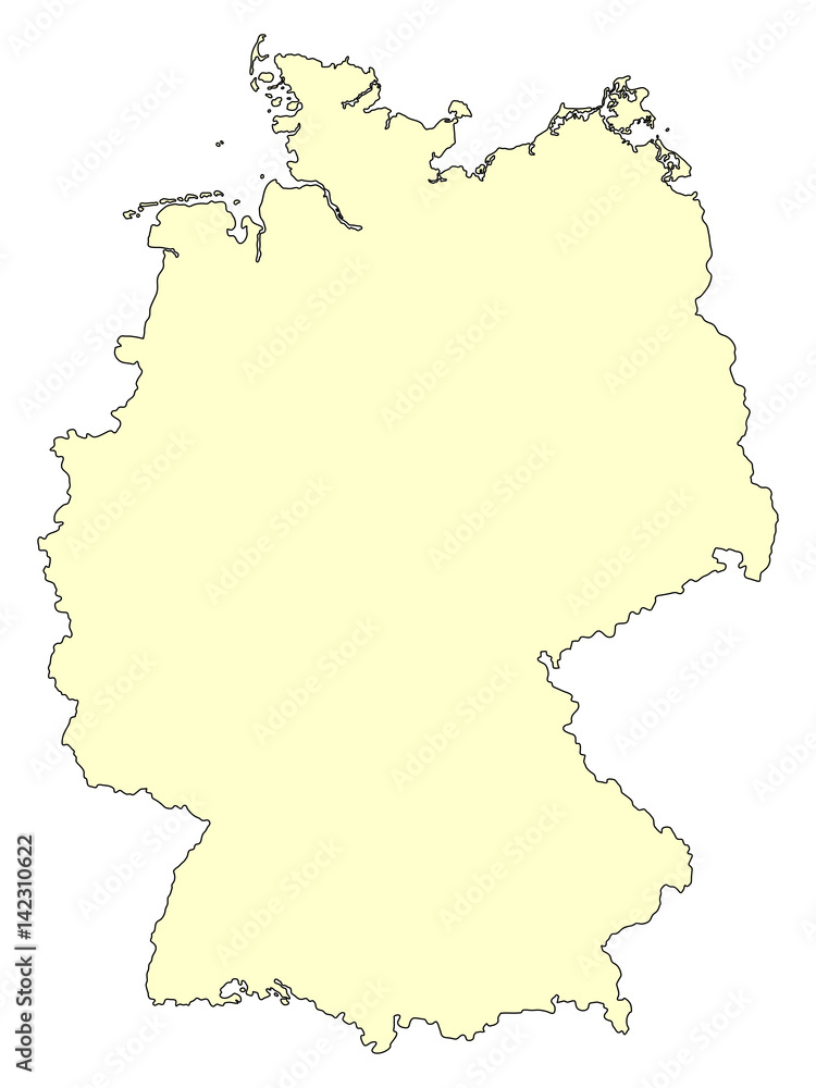 Yellow map of Federal Republic of Germany isolated on white background. Vector illustration. EPS10