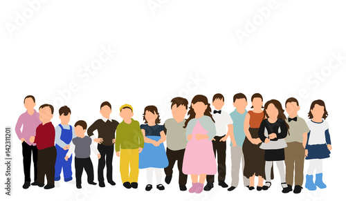 Vector, illustrations, children, crowd, kindergarten