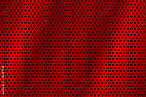 Red metal perforated background. Abstract industrial surface