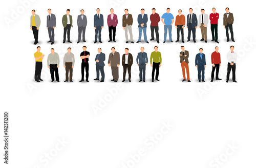 Vector, illustration, collection of men