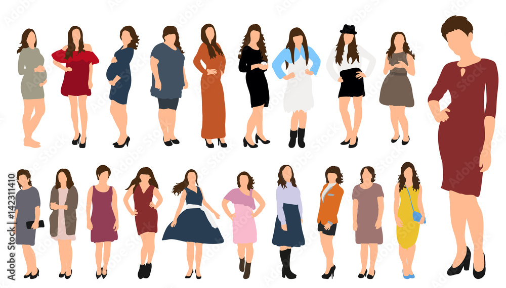 Fototapeta premium Vector, illustration, collection people, a set of girls
