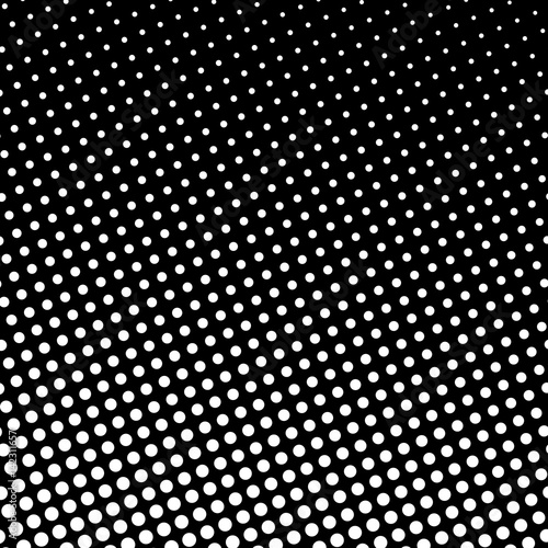 Pop Art Background, White Dots on Black Background, Gradient from Bottom Left to Upper Right, Halftone Retro Style, Vector Illustration