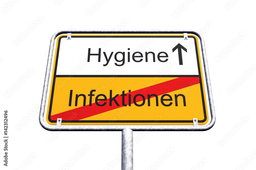 Ortsschild - Ortstafel - Hygiene - Infektionen - Freisteller Ortsschild - Ortstafel - Hygiene - Infektionen - Freisteller
