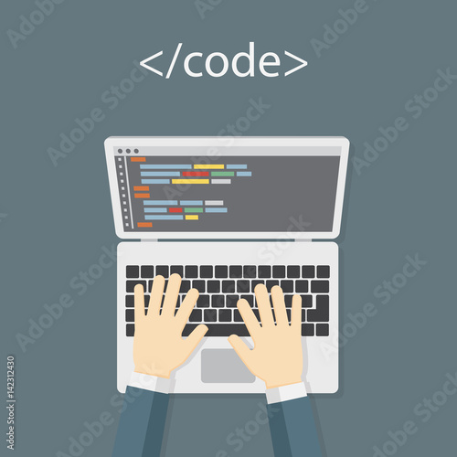 Writing Programming Code On Laptop