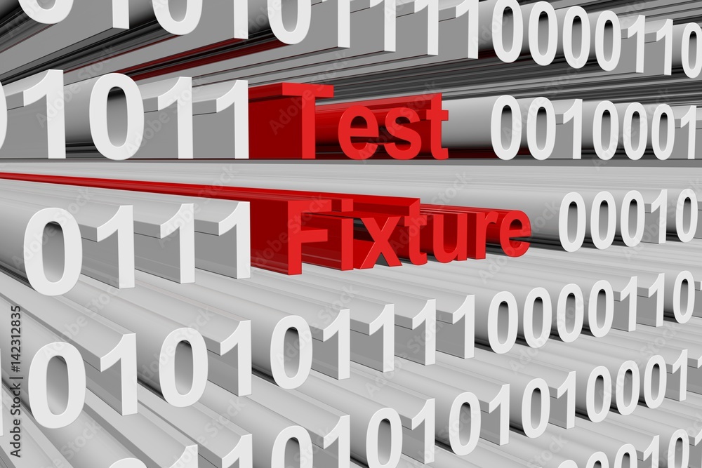 Test fixture in the form of binary code, 3D illustration