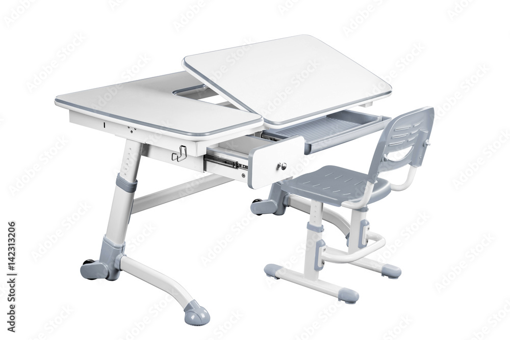 Gray school desk and gray chair Gray school desk and gray chair