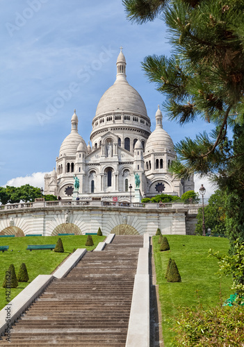 Vertical view on basilica of the Sacred Heart, Paris, France