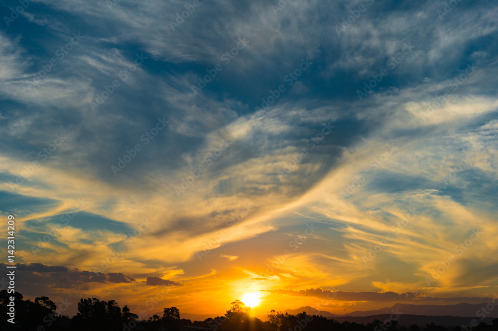 Amazing sunset sky with colourful clouds Amazing sunset sky with colourful clouds
