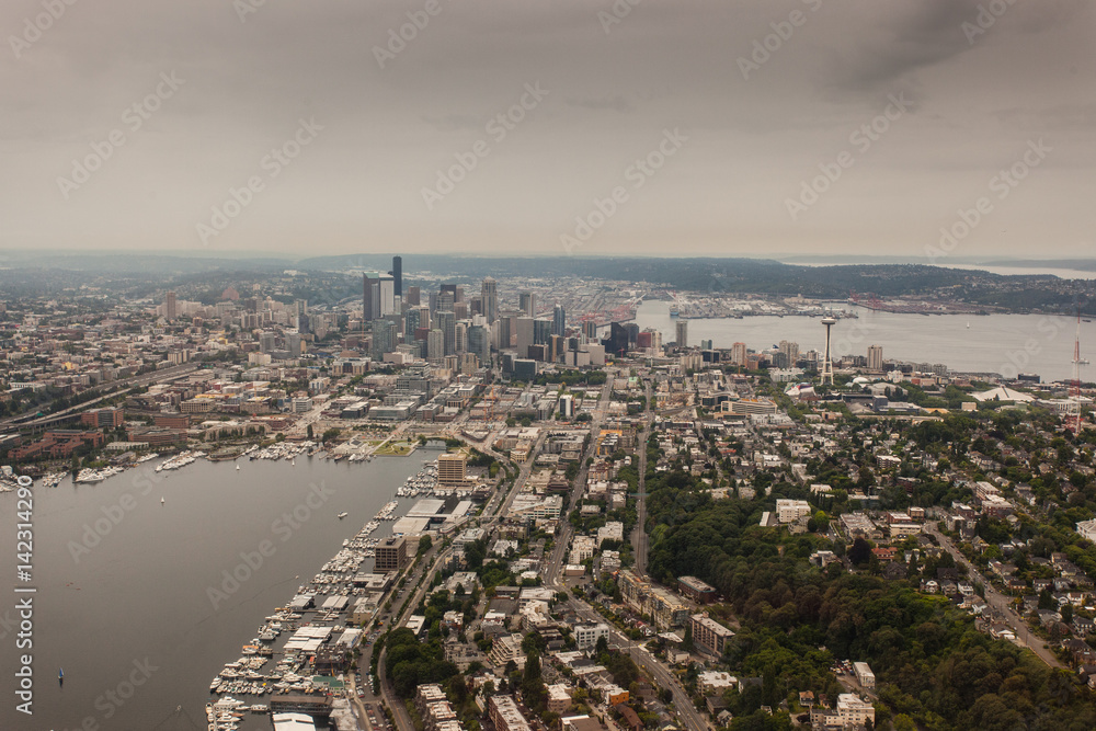 Fototapeta premium Seattle skyline from the air