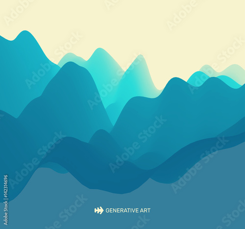 3D Wavy Background. Dynamic Effect. Abstract Vector Illustration.