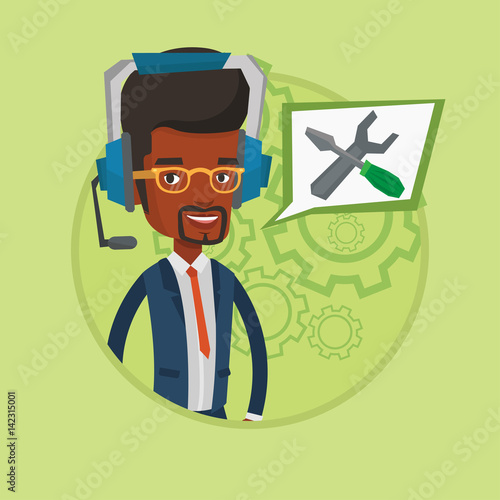 Technical support operator vector illustration.