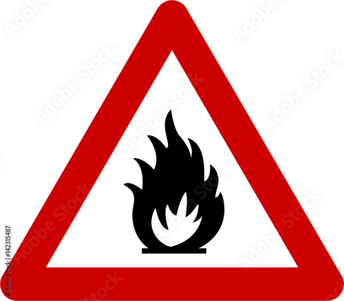 Warning sign with fire