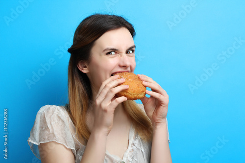 girl with a delicious sweet bun