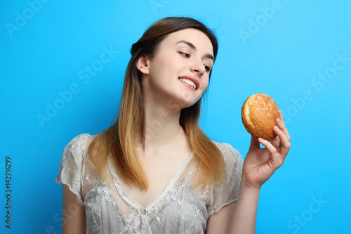 girl with a delicious sweet bun