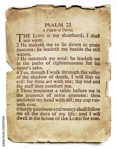 Psalm 23 on Old Paper Isolated