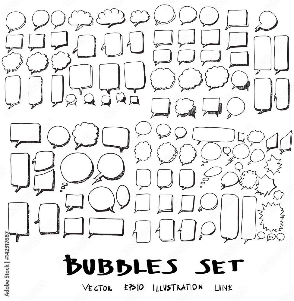 Vector of Hand Drawn Doodle Style Speech Bubbles eps10 Vector of Hand Drawn Doodle Style Speech Bubbles eps10