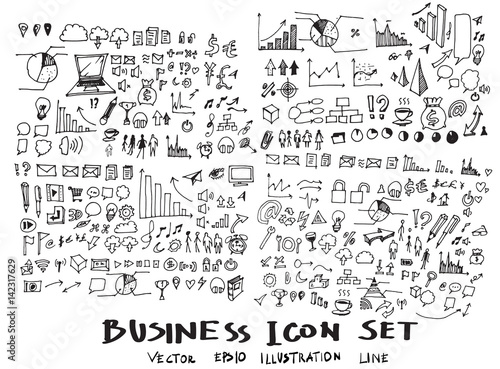 Business arrow bubble set  doodles eps10