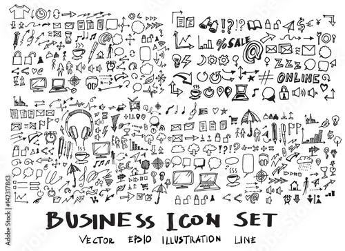 Business arrow bubble set sketch vector ink doodles eps10