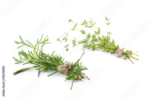 rosemary Herbs and Thyme fresh herb isolated on white background