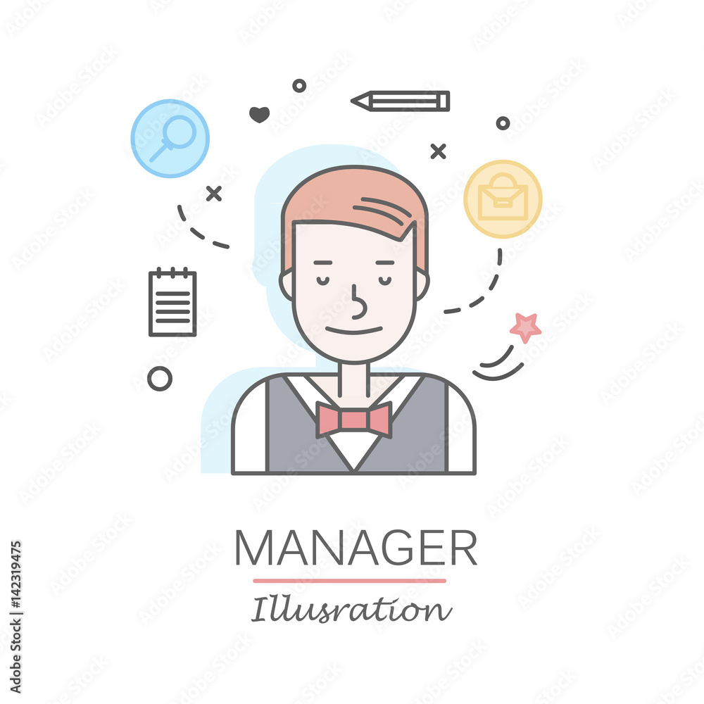 Linear Flat people faces and professions vector illustration. Linear Flat people faces and professions vector illustration.