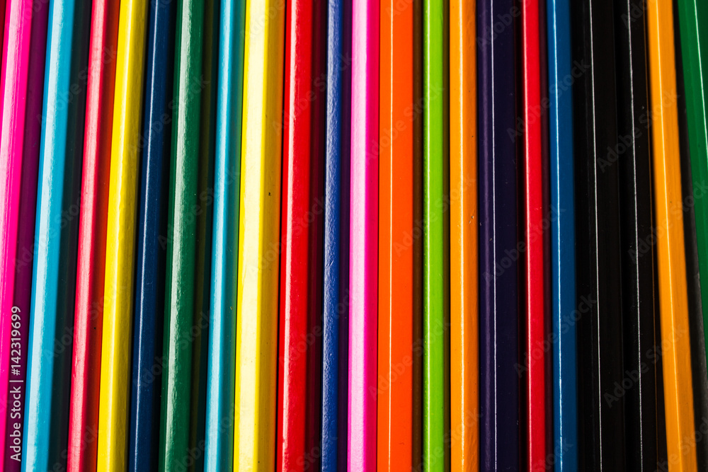 row of colored pencils folded row of colored pencils folded