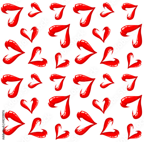 Seamless lips pattern on a white background.