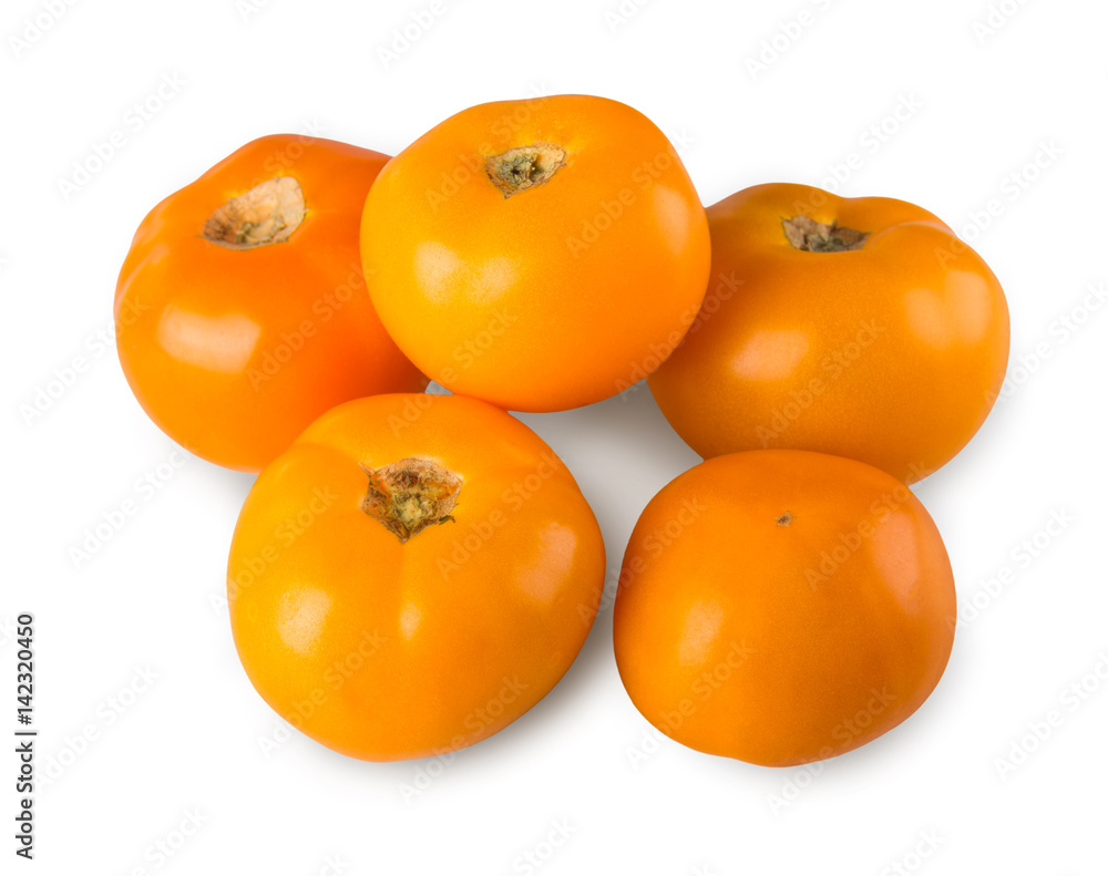 Yellow tomatoes isolated on white background Yellow tomatoes isolated on white background