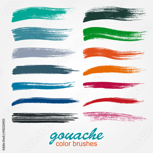 A set of vector brushstrokes. Pastel gouache. Paint spots. Grunge texture. A high resolution. Brushes are stored in the palette. Designed for registration of various design projects: posters, banners.