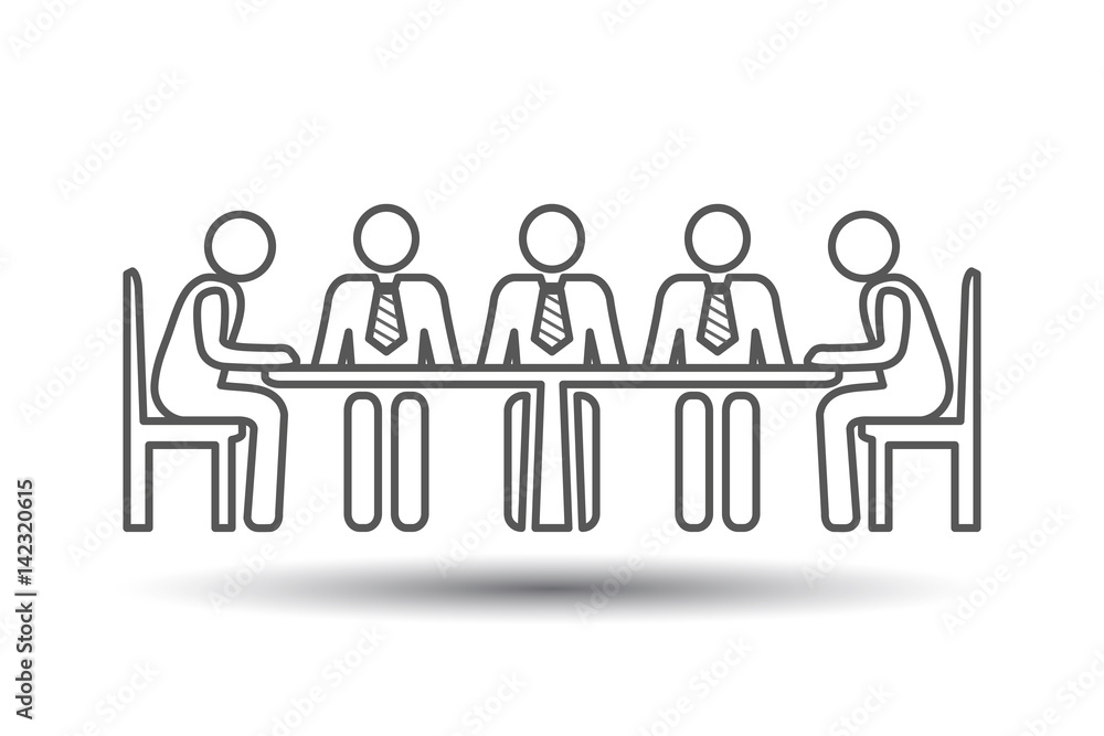 Group People Thin Icons. Conference Meeting Icons. Team work and human resource management.