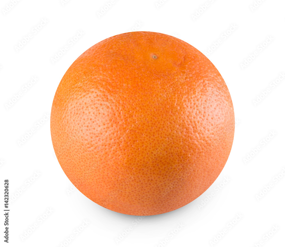 One fresh orange citrus fruit closeup isolated on white background One fresh orange citrus fruit closeup isolated on white background
