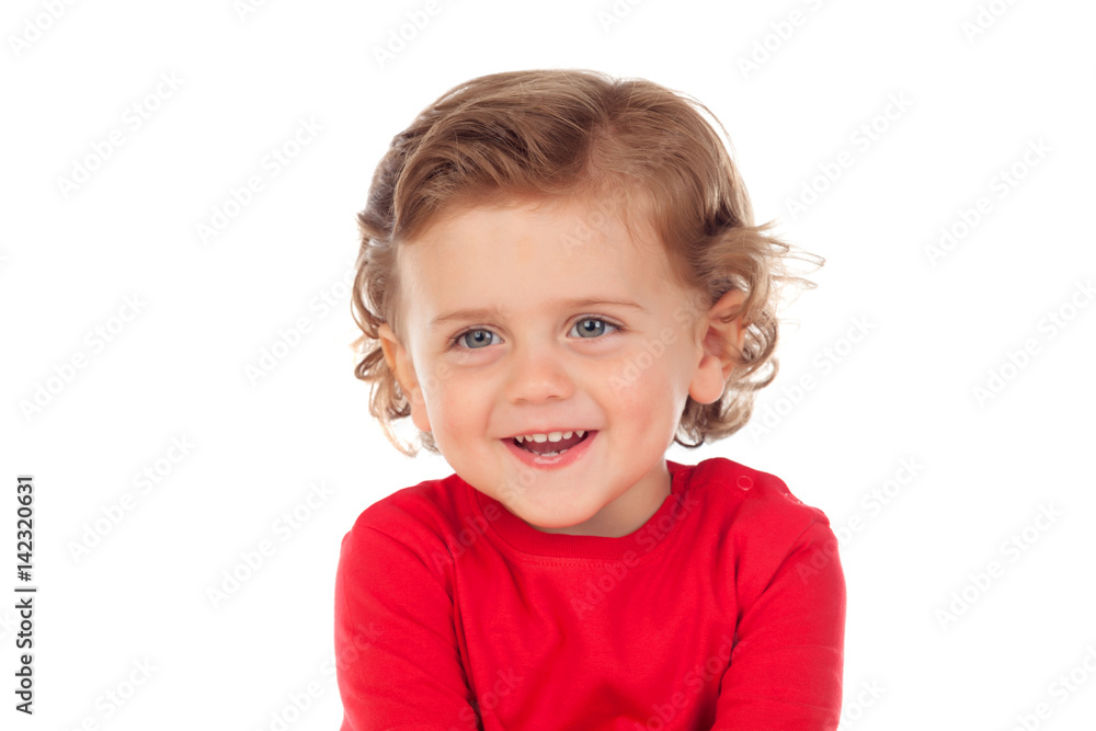 Adorable baby with curly hair isolated Adorable baby with curly hair isolated