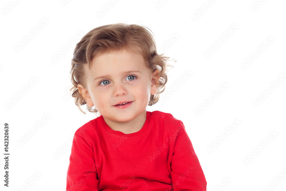 Adorable baby with curly hair isolated Adorable baby with curly hair isolated
